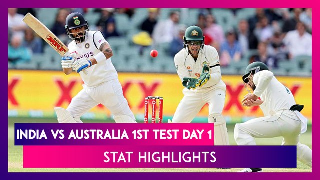 IND vs AUS 1st Test 2020 Day 1 Stat Highlights: Hosts in Control Despite Virat Kohli’s Half-Century
