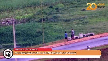 Así roban cables en la Costanera Oeste de Posadas