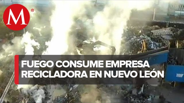 Controlan al 100% incendio en empresa recicladora de Guadalupe, Nuevo León