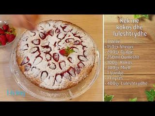 Receta në 2 minuta - Kek me kokos dhe luleshtrydhe