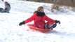 New Yorkers take advantage of snow to go sledding in Central Park