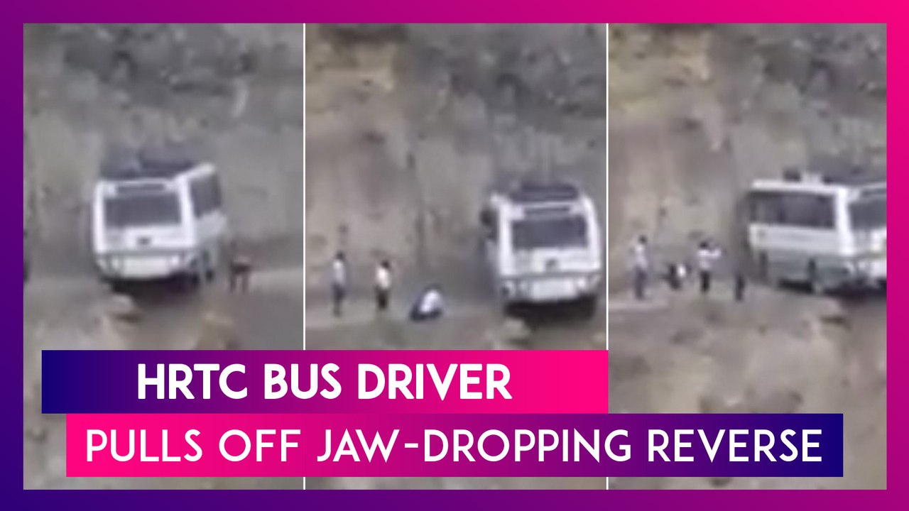 HRTC Bus Driver Pulls Off Jaw-Dropping Reverse; Performs Incredible U-Turn On A Narrow Mountain Road