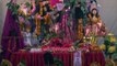 Hindu priest prepares 'Anna Bhog' or rice based offering for goddess Durga during Durga Puja