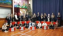 Shieldhill Primary School ringing bells for Santa