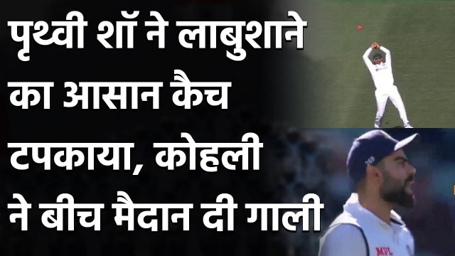 Ind vs Aus: Virat Kohli gets angry on after Prithvi Shaw drops Marnus Labuschagne | वनइंडिया हिंदी