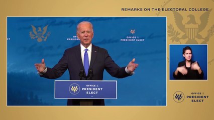 Télécharger la video: President-elect Biden Delivers Remarks on the Electoral College Vote Certification