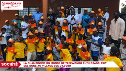 la championne de Taekwondo Ruth Gbagbi fait des dons au Village SOS d'Abobo