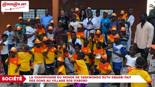 la championne de Taekwondo Ruth Gbagbi fait des dons au Village SOS d'Abobo