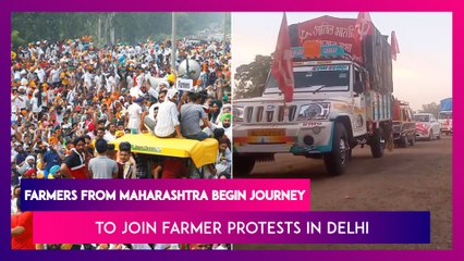 Télécharger la video: Farmers From Maharashtra Begin Journey To Join Farmer Protests In Delhi; Punjab Farm Agents To Shut Shop For 4 Days In Protest Against IT Raids