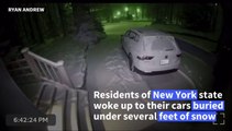Timelapse captures record-breaking snowfall burying car in New York