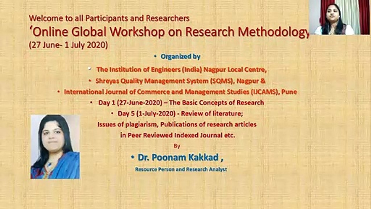 Introduction of Resource Person Dr. Poonam Kakkad , RMWS by Sonal Burghate, Organizing Member