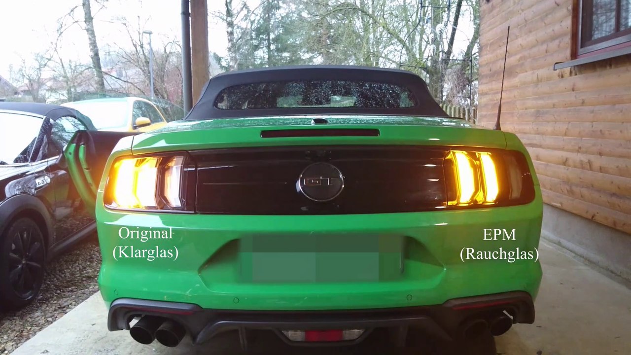 Ford Mustang GT 2019 - Vergleich Rückleuchten Original, Klarglas  EPM, sequentiell, Rauchglas