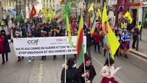Fransa'da PKK'lılar, Yunanlar ve Ermeniler kol kola Türkiye'yi protesto etti