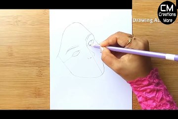 A girl with beautiful hair Pencil Sketch -- How to draw a Girl with Glass