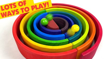 Ways to Play with the Grimm's Wooden Rainbow Stacker   || Keith's Toy Box