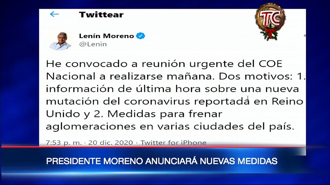 ¡ÚLTIMA HORA! Presidente Lenín Moreno anuncia reunión urgente del COE Nacional