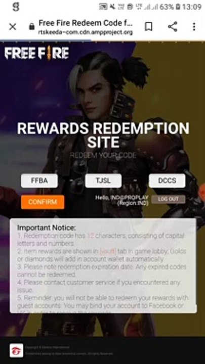 Free fire free auto skin redeem code| why it is not working