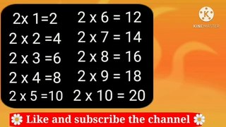 2 table Learn Multiplication 2x1=2 table of Two 2 Math Table of 2  2 ka  pahada लर्निंग 2 का