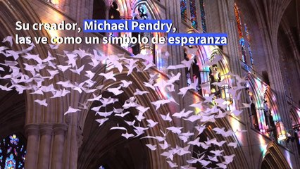 Palomas de papel en la Catedral de Washington simbolizan la esperanza en 2021