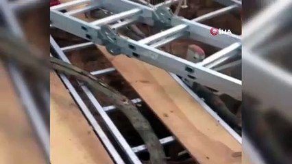 Kaçak kazıda kurulan düzenek böyle görüntülendi