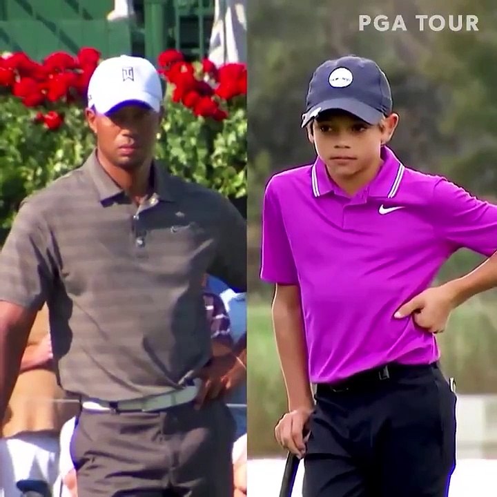L'amusant mimétisme entre Tiger Woods et son fils Charlie