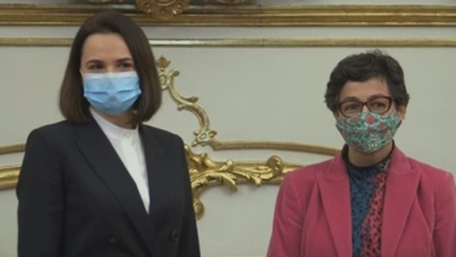 González Laya recibe a líder opositora bielorrusa, Svetlana Tijanóvskaya