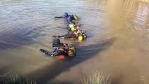 Des plongeurs de la brigade nautique de Leucate participant aux recherches de Delphine