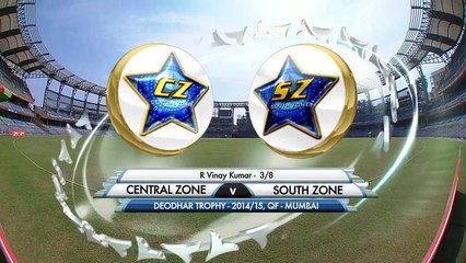 Deodhar Trophy 2014-15 Quarter-Final - Central Zone vs South Zone - Vinay Kumars all-round performance