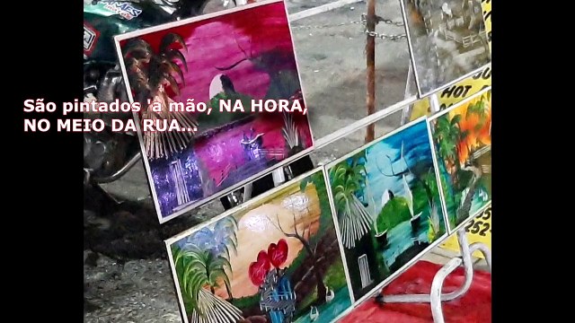 Em Caldas novas, GO. Em APENAS 6 MINUTOS Rafael faz quadro pintado a óleo em cerâmica. Ele constuma ficar ali, ao lado da FEIRA do LUAR, na Avenida Orcalino