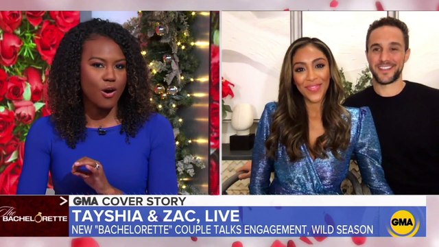 Bachelorette Tayshia Adams And Fiance Zac Clark On 'Good Morning America'