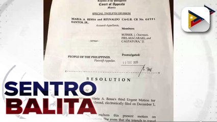 Hiling ni Rappler CEO Maria Ressa na maka-biyahe abroad, ibinasura ng Court of Appeals