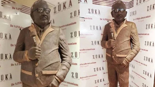 SP Balasubrahmanyam's Chocolate Statue In Puducherry ఎస్పీ బాలుకు అరుదైన గౌరవం...!!