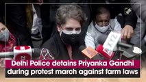 Delhi Police detains Priyanka Gandhi during protest march against farm laws