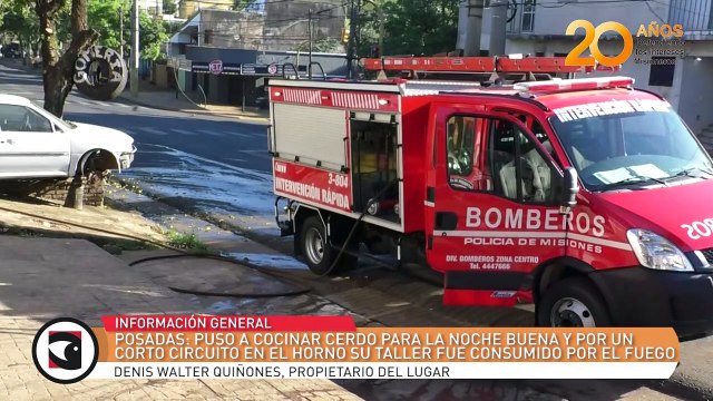 Posadas: Puso a cocinar cerdo para la noche buena y por un corto circuito en el horno su taller fue consumido por el fuego