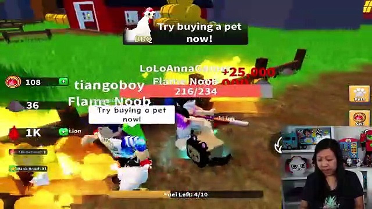 Ryan Escapes Fires in Roblox! Let’s Play Roblox FLAMETHROWER SIMULATOR with Ryan’s Mommy