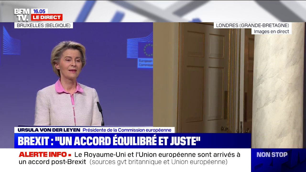"L'heure est venue de tourner la page du Brexit": Ursula Von der Leyen félicite les négociateurs après l'accord trouvé
