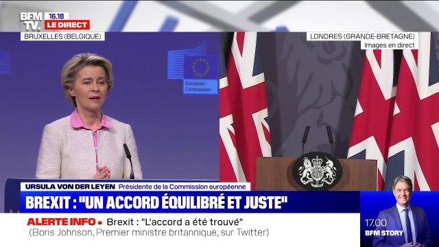 Brexit: pour Ursula von der Leyen, présidente de la Commission européenne, c'est un accord qui marquera l'histoire