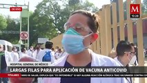 Médicos realizan largas dilas para recibir vacuna anticovid