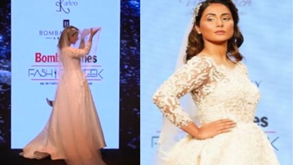 Hina Khan looks stunning in white gown at Times Fashion Week | FilmiBeat