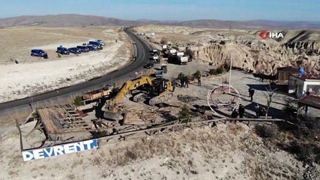 Kapadokya’da kaçak yapıların yıkımı devam ediyor