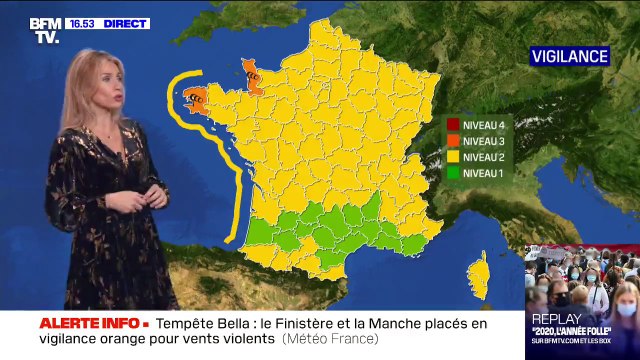 Tempête Bella: le Finistère et la Manche placés en vigilance orange pour vents violents par Météo France