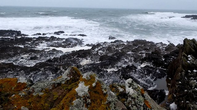 A Doëlan en Bretagne dans le Finistère quand l’écume de mer submerge les plages de la côte