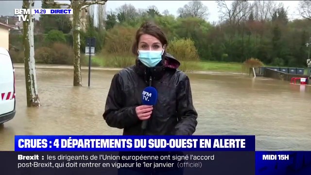 Crues dans les Landes: les images à Tartas où l'eau continue de monter