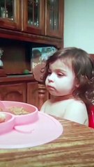 Tired Girl Falls Asleep at Dinner Table