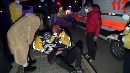 Otomobilin çarptığı bisikletli dakikalarca inledi