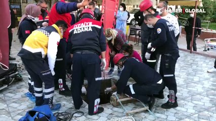 Adana'da kanalisazyon çukuruna düşen hamile kadın yaralandı