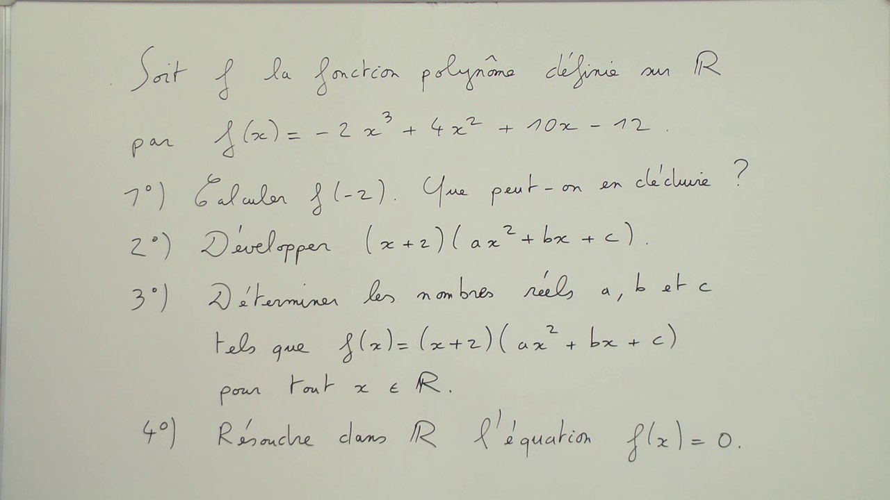 Déterminer les racines d'une fonction polynôme du 3me degré - 1re