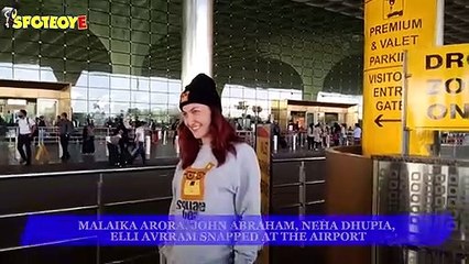 Malaika Arora, John Abraham, Neha Dhupia, Elli AvrRam snapped at the Airport