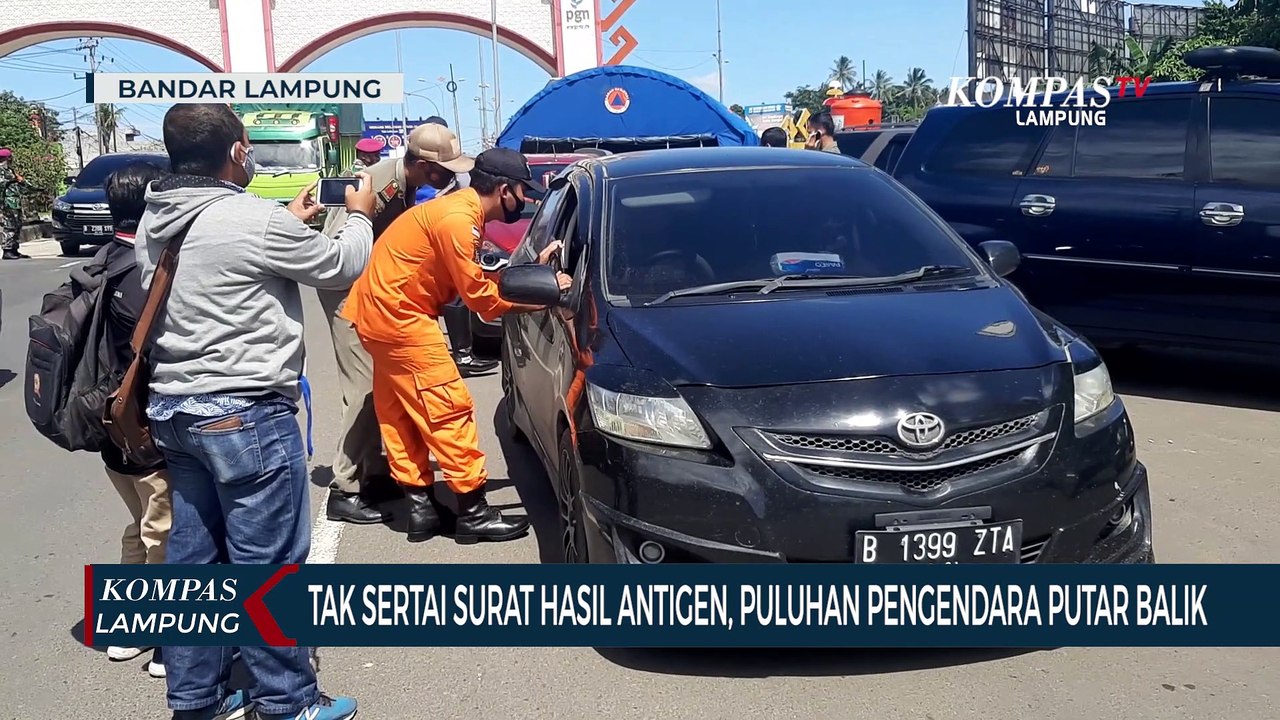 Masuk Bandar Lampung Tak Sertai Surat Hasil Antigen, Puluhan Kendaraan Putar Balik