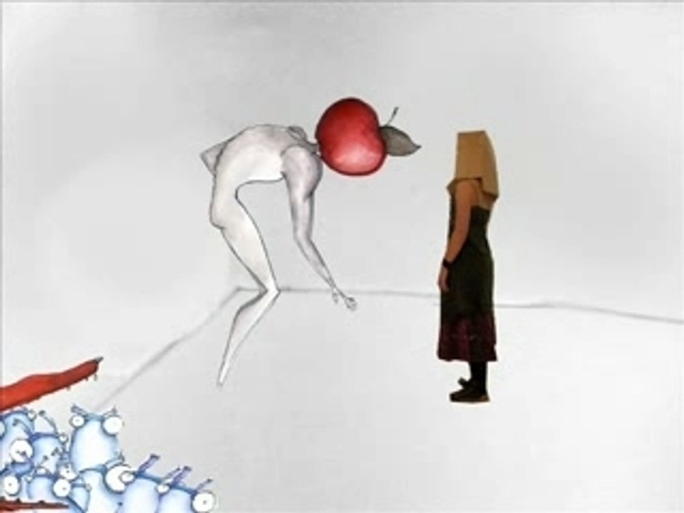 Aau delà du papier peint (et dessin d' être pomme)